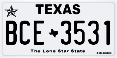 TX license plate BCE3531