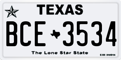 TX license plate BCE3534