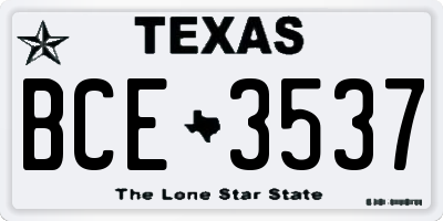TX license plate BCE3537