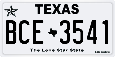 TX license plate BCE3541