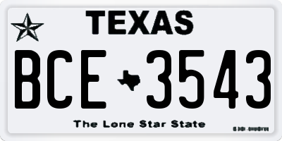 TX license plate BCE3543