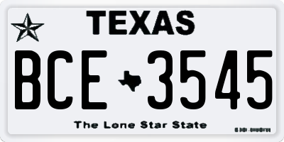 TX license plate BCE3545