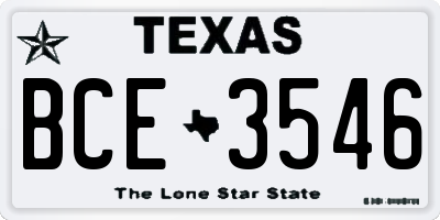 TX license plate BCE3546
