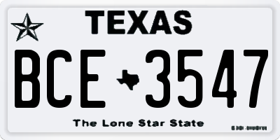 TX license plate BCE3547