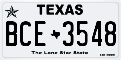 TX license plate BCE3548