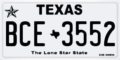 TX license plate BCE3552