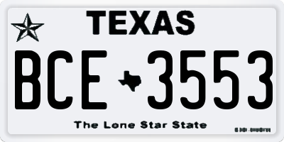 TX license plate BCE3553
