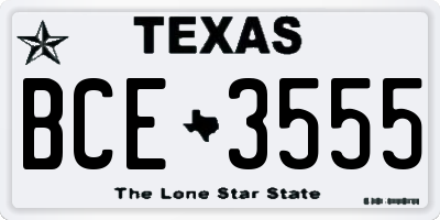 TX license plate BCE3555