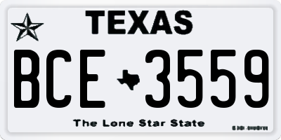 TX license plate BCE3559
