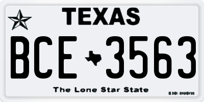 TX license plate BCE3563