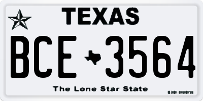 TX license plate BCE3564