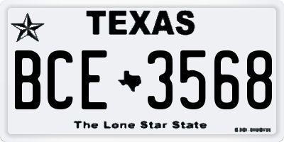 TX license plate BCE3568