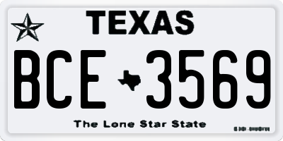 TX license plate BCE3569