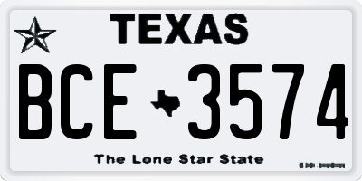 TX license plate BCE3574