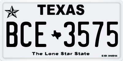TX license plate BCE3575