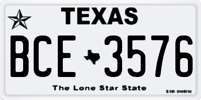 TX license plate BCE3576
