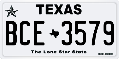 TX license plate BCE3579