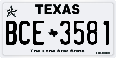 TX license plate BCE3581