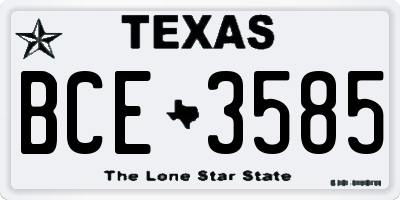 TX license plate BCE3585