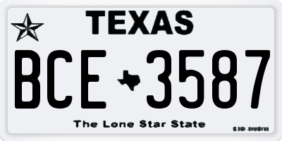 TX license plate BCE3587
