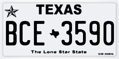 TX license plate BCE3590