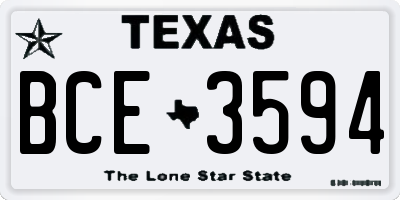 TX license plate BCE3594