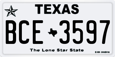 TX license plate BCE3597