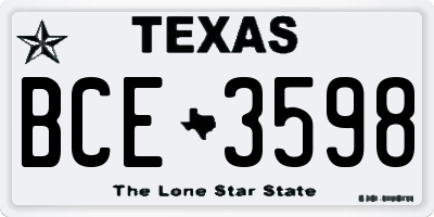 TX license plate BCE3598