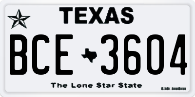 TX license plate BCE3604
