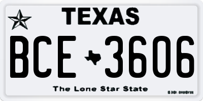TX license plate BCE3606