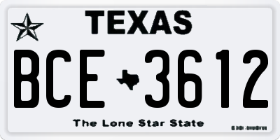 TX license plate BCE3612
