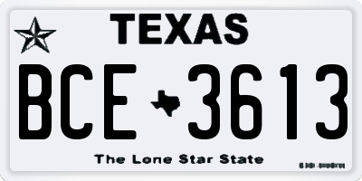 TX license plate BCE3613