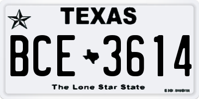 TX license plate BCE3614