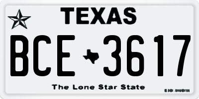 TX license plate BCE3617
