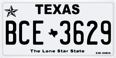 TX license plate BCE3629