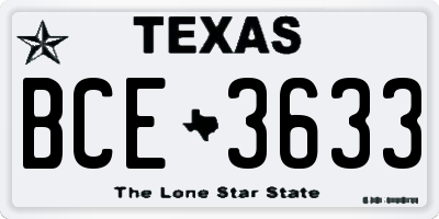 TX license plate BCE3633