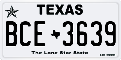 TX license plate BCE3639
