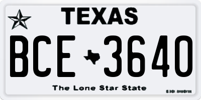 TX license plate BCE3640