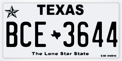 TX license plate BCE3644