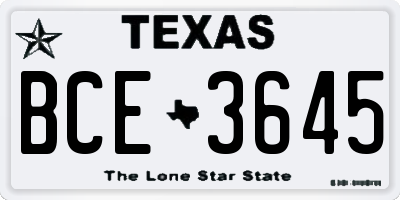 TX license plate BCE3645