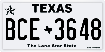 TX license plate BCE3648