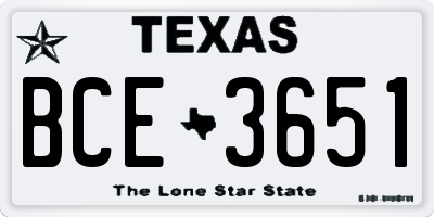 TX license plate BCE3651