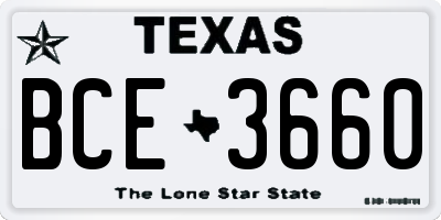TX license plate BCE3660