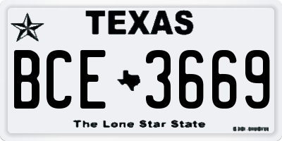 TX license plate BCE3669
