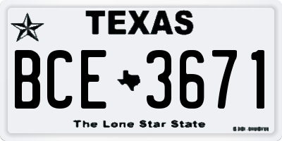 TX license plate BCE3671