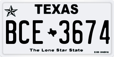 TX license plate BCE3674