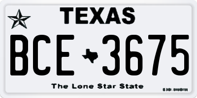 TX license plate BCE3675