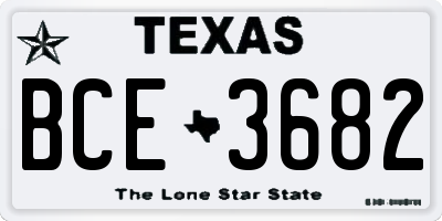 TX license plate BCE3682