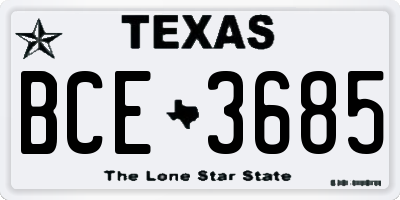 TX license plate BCE3685