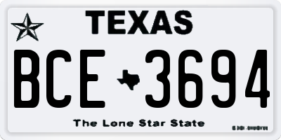TX license plate BCE3694